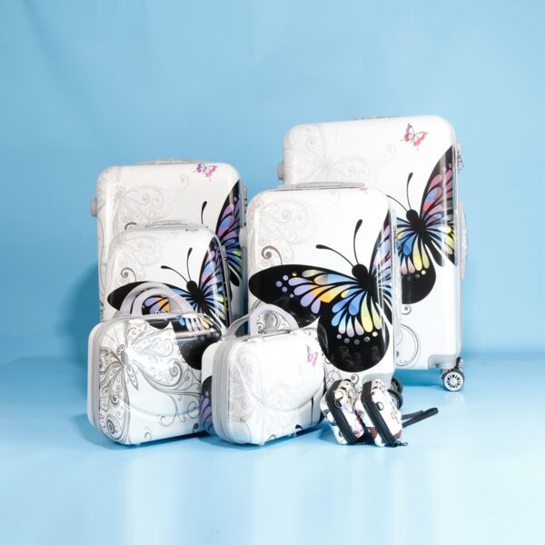 TA011 China factory 6 pieces 12/14/16/20/24/28 inch beautiful butterfly luggage sets suitcase - 图片 3