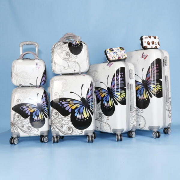 TA011 China factory 6 pieces 12/14/16/20/24/28 inch beautiful butterfly luggage sets suitcase