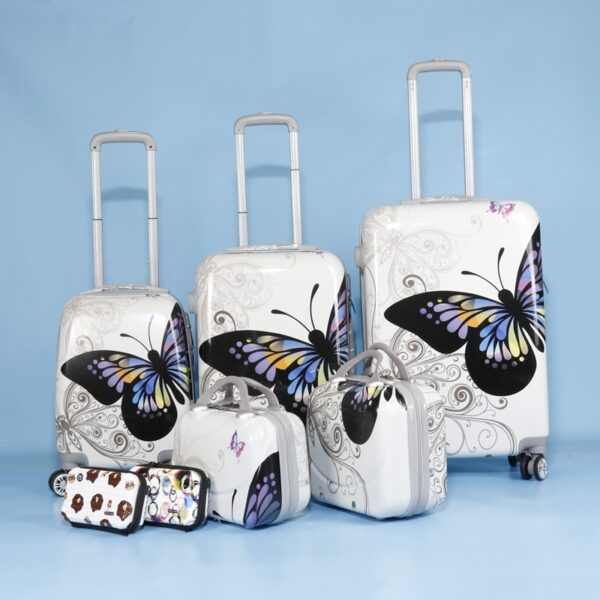TA011 China factory 6 pieces 12/14/16/20/24/28 inch beautiful butterfly luggage sets suitcase - 图片 2