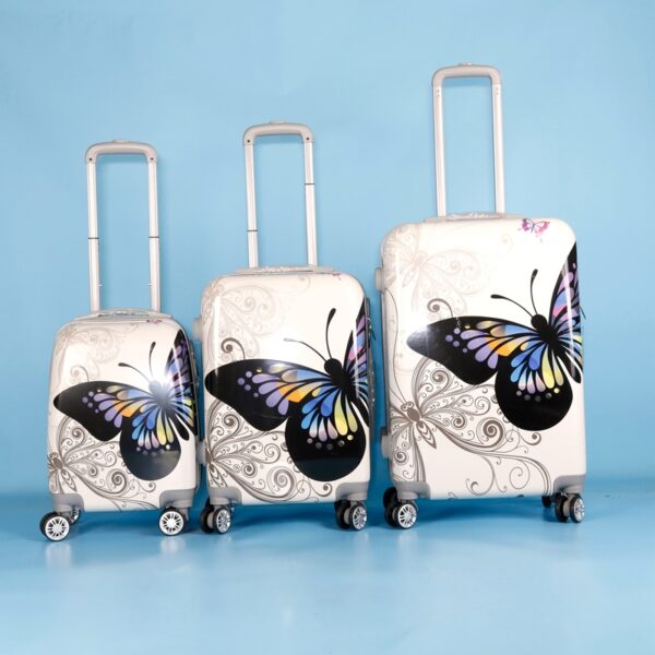 TA011 China factory 6 pieces 12/14/16/20/24/28 inch beautiful butterfly luggage sets suitcase - 图片 4
