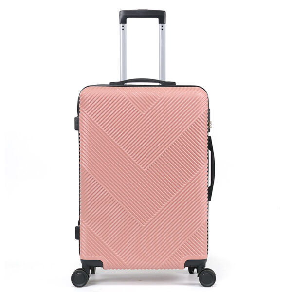 SH1028 Waterproof Durable ABS Pink Travel Trolley Bags Luggage 3 Pcs Sets Luggage 20" 24" 28" Sets Fashionable Hard Side Spinner Suitcase - 图片 2