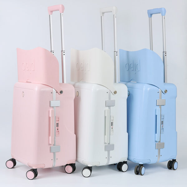 SH-KB Ride On Luggage with Seat for Kids&Adults with Seat Belt,Hard Shell Lightweight Rolling Spinner Wheels Travel Luggage with TSA Lock,20 inch