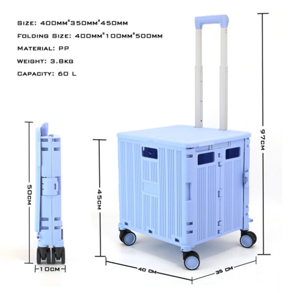 SHX053 Movable Food Cart Have 4 Wheel Supermarket Seat Foldable Luggage Carts Shopping Trolleys With Large Storage Box - 图片 4