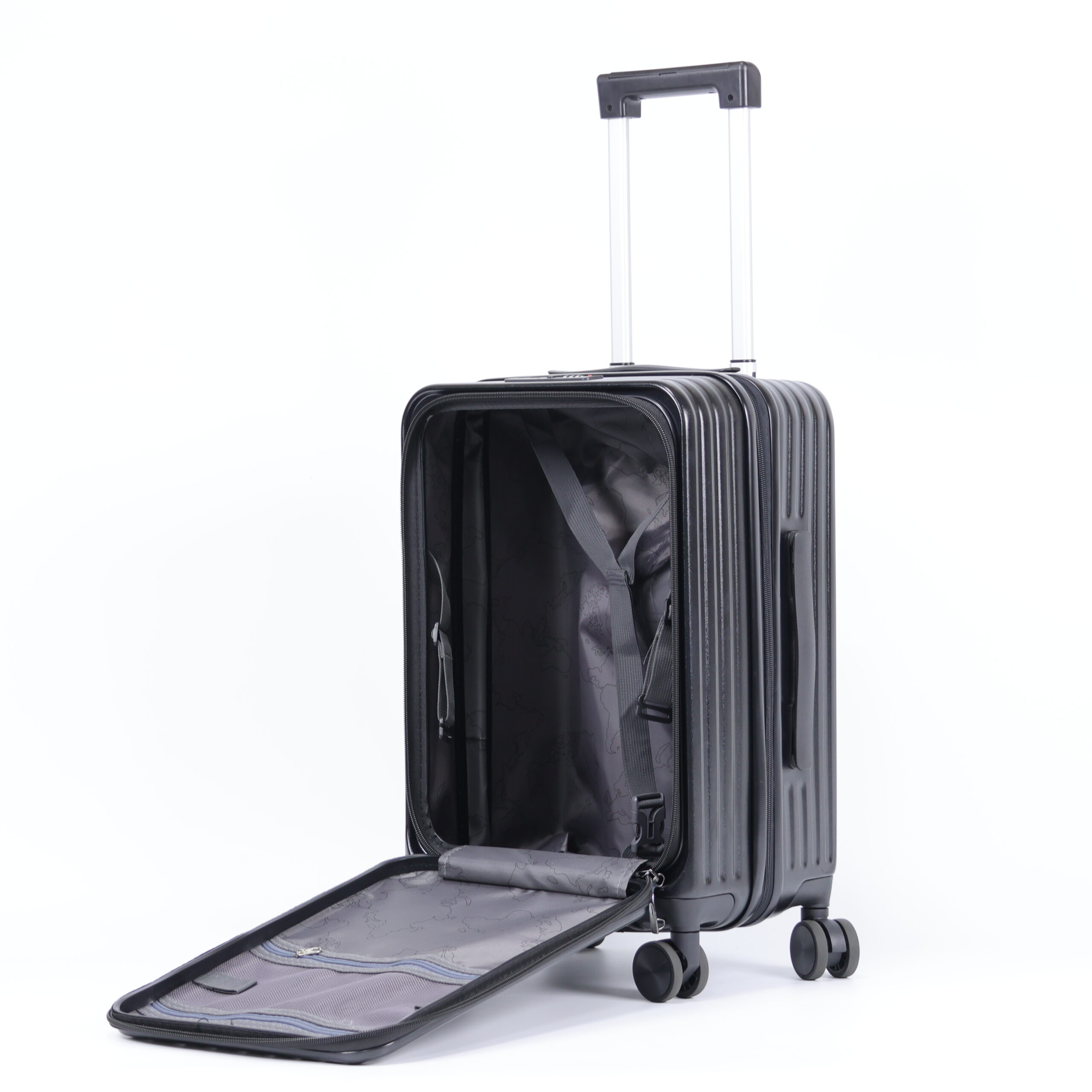 SHQ07 New Design Customizable Large-Capacity 20inch ABS PC Business Luggage Carry on Boarding Front Open Suitcase - 图片 3