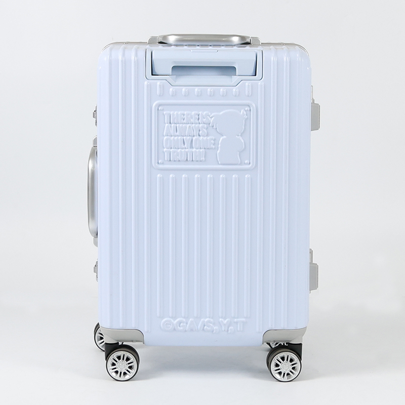 SH-FL01 Carry On Luggage with Aluminum Frame Zipperless Luggage with 4 Wheels 20inch Hard Shell Suitcase with PC+ABS TSA Lock 4 Metal Corner White - 图片 3