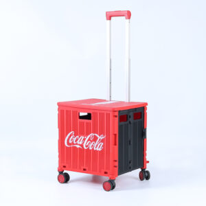 SH-GWC Foldable Utility Cart Folding Portable Rolling Crate Handcart Shopping Trolley Wheel Box with Lid Wear-Resistant Noiseless 360°Rotate Wheel for Travel Shopping Moving Storage Office Use