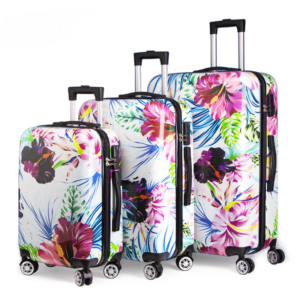 SH-HD Hard Shell Custom Hard Shell 4 Wheels Luggage Bag ABS+PC Travel Suitcase Sets of 3 Flower Beautiful Trolley case