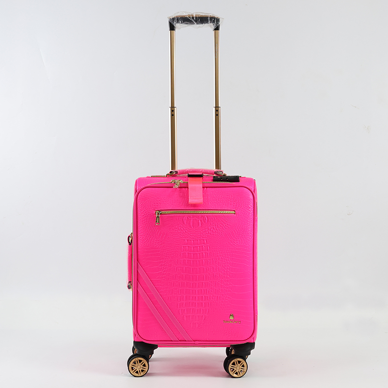X001 Dong Guan Shi Hao trolly luggage with spinner wheel softside leather suitcase lightweight checked bag - 图片 2