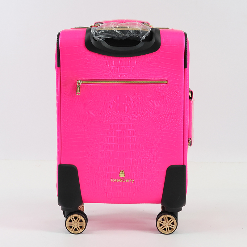 X001 Dong Guan Shi Hao trolly luggage with spinner wheel softside leather suitcase lightweight checked bag - 图片 4