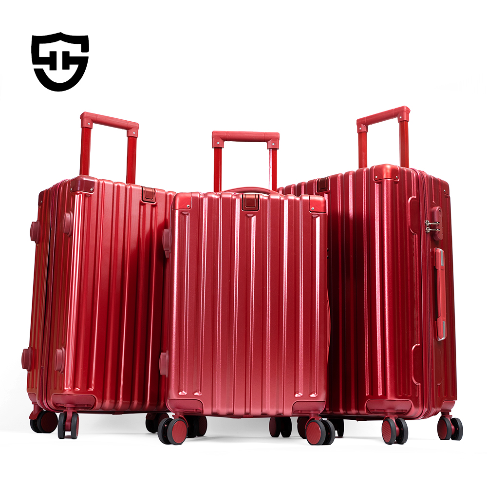 1006 New Style Hard Side 3 Pieces Luggage Travel Set Red ABS PC Material Travel Trolley Suitcase Lightweight Luggage Set
