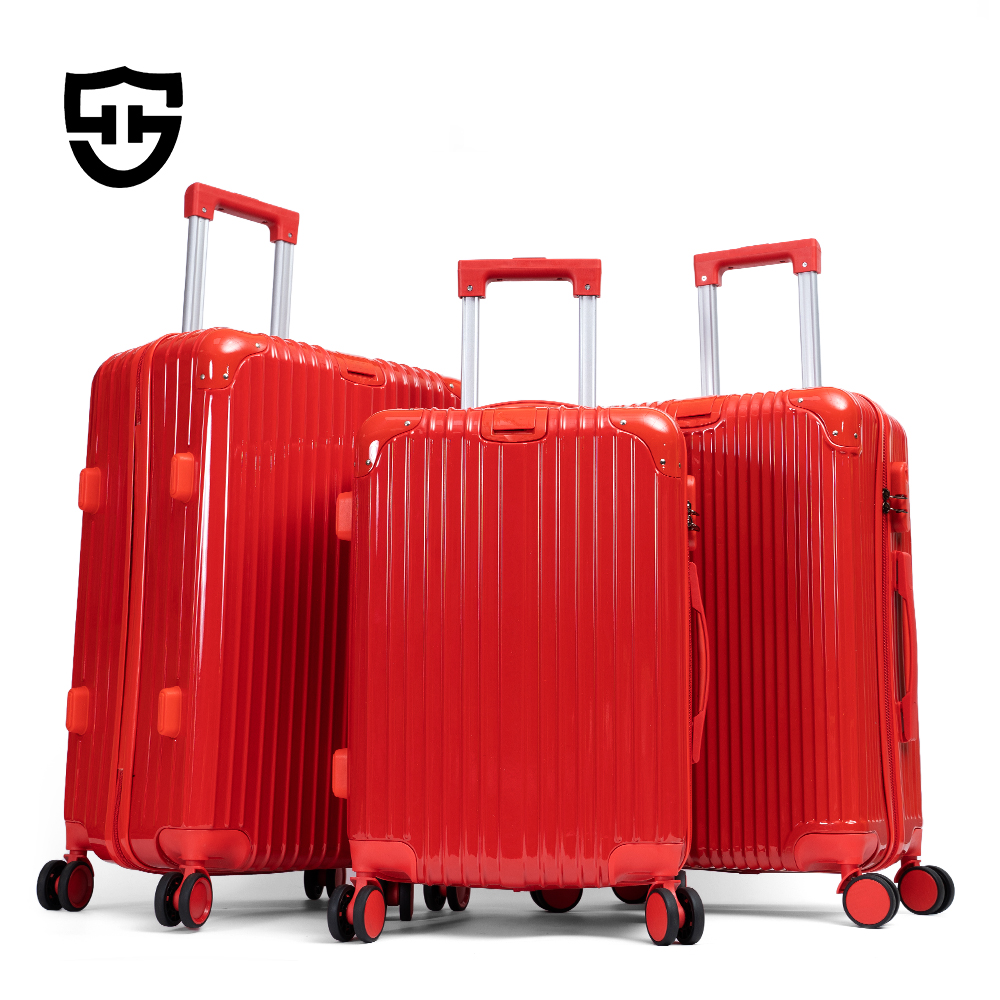 1007 New Style 3-Piece Hard Side Travel Luggage Set Red ABS PC Material Lightweight Travel Trolley Suitcase Set