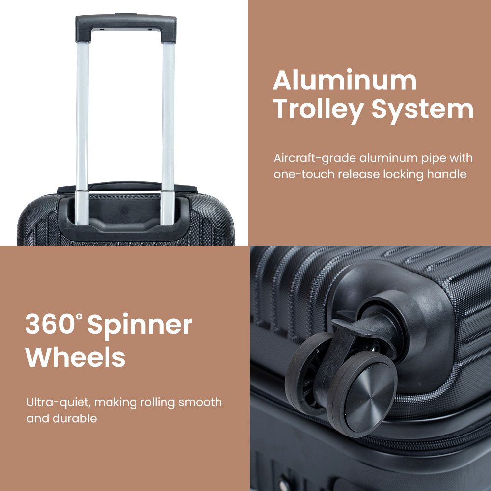 1005 Luggage Factory 360 Degree Travel Suitcase Luggage Sets Cart ABS Luggage 4 Pcs - 图片 3