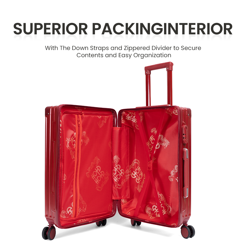 1006 New Style Hard Side 3 Pieces Luggage Travel Set Red ABS PC Material Travel Trolley Suitcase Lightweight Luggage Set - 图片 5