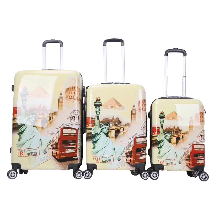 X085 Transparent clear Printing and Customized Design Luggage Carry-on Travel Outdoor Trolley Luggage Set