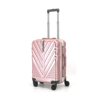 X073-P-Y 20 Inch Aluminum Frame Carry On Luggage with Spinner Wheels, PC Hard Shell Suitcase Zipperless Luggage for Business Travel