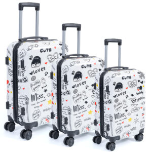 1042 BSCI Manufacturer Customized Logo Pattern Printing Trolley Box Gift Boarding Password Travel Luggage Set 3 20/24/28 Inch