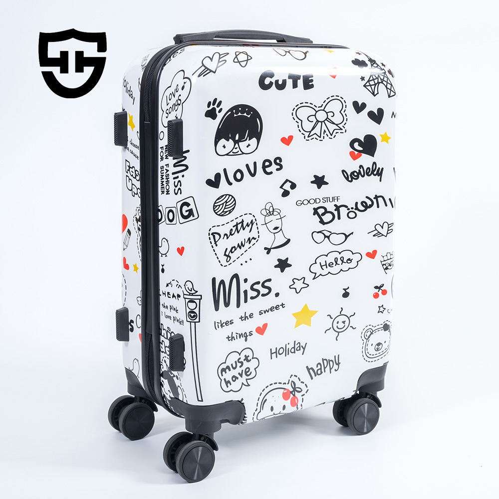 1042 BSCI Manufacturer Customized Logo Pattern Printing Trolley Box Gift Boarding Password Travel Luggage Set 3 20/24/28 Inch - 图片 3