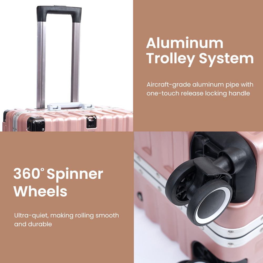 A004 Lightweight Anti-Crack Spinner Luggage Set with 4 Wheels Hard Side Waterproof Trolley Featuring TSA Lock - 图片 4