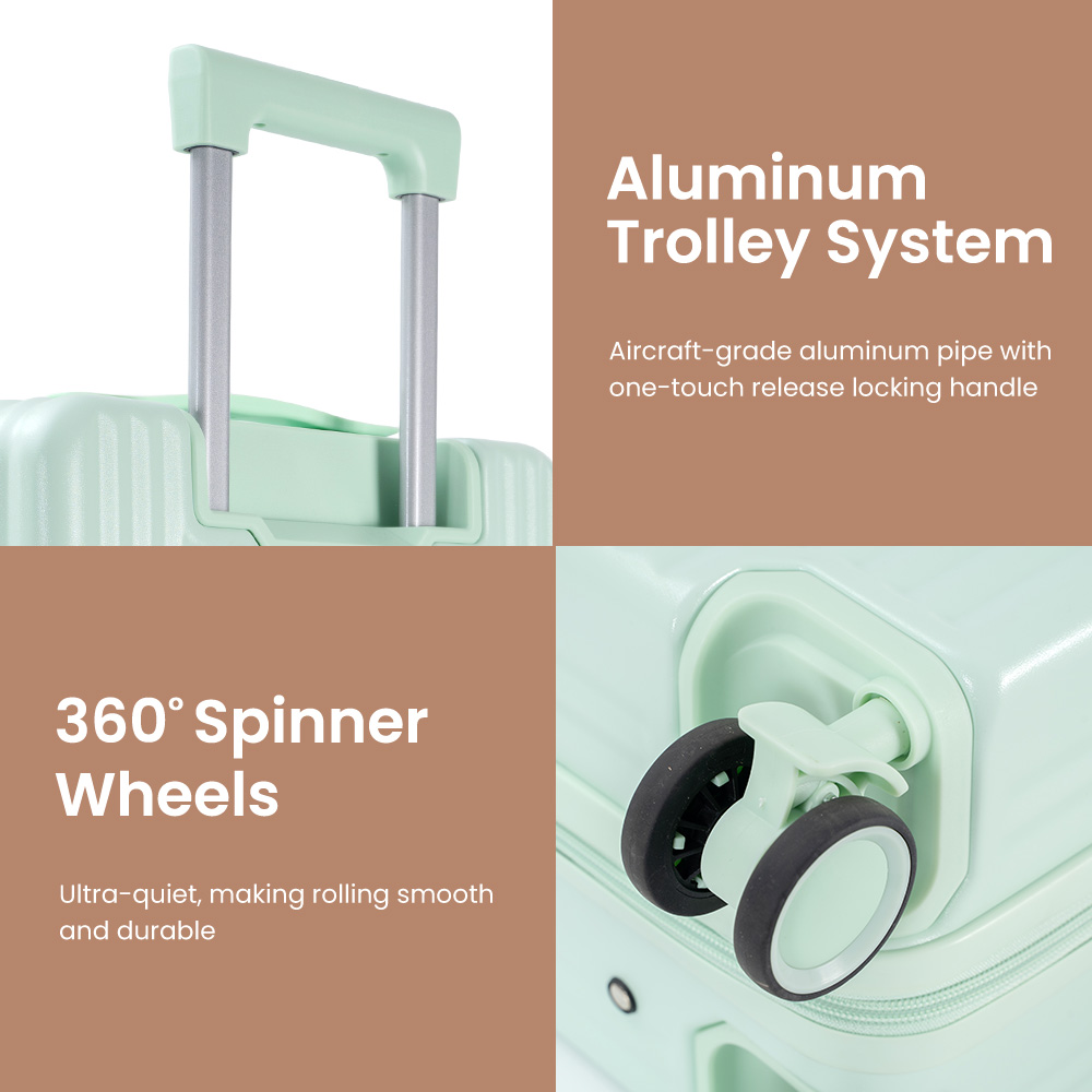 1002 Designer 100%PC Aluminum Boarding Women Girls Travel Suitcase Carry on Luggage Bag with 4 Wheel - 图片 4