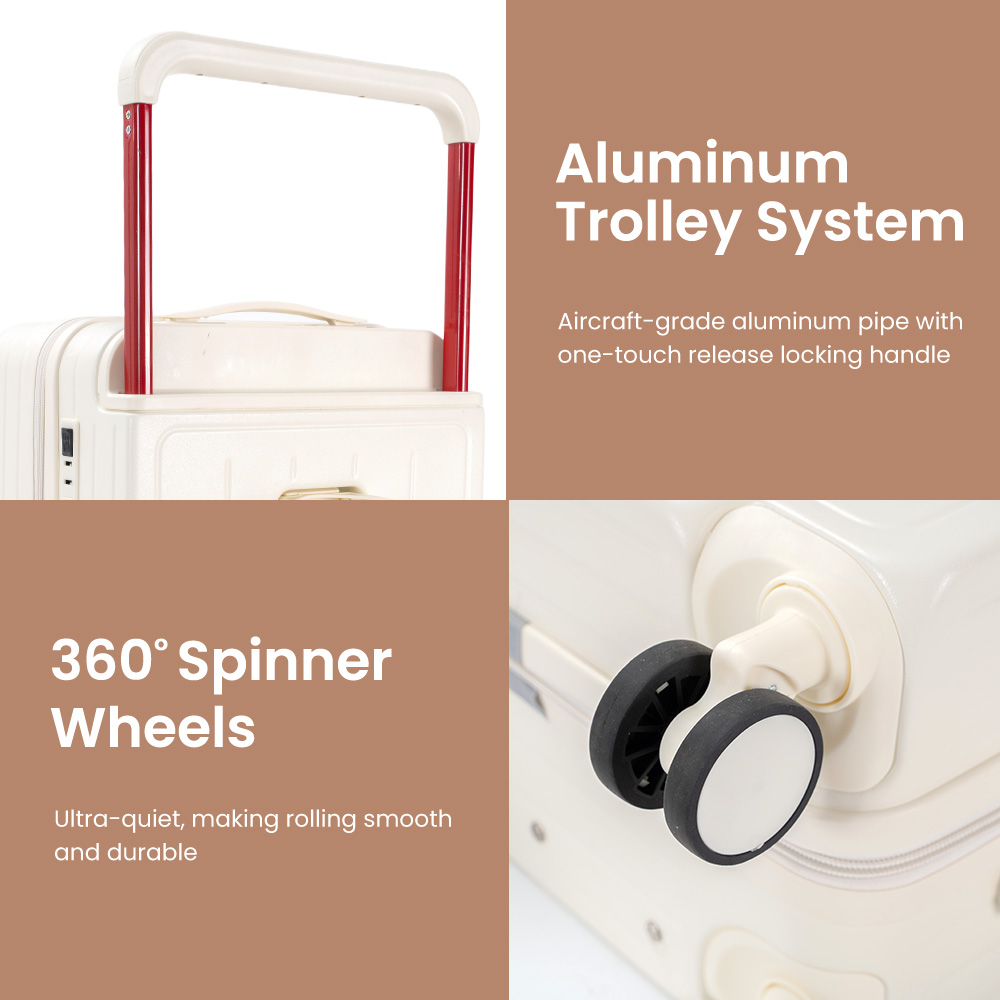 1004 New Design 20 Inch Unisex Suitcase Wide Handle Large Capacity PC Trolley Luxury Cabin Airport Luggage Spinner Wheels Luxury Bag - 图片 4