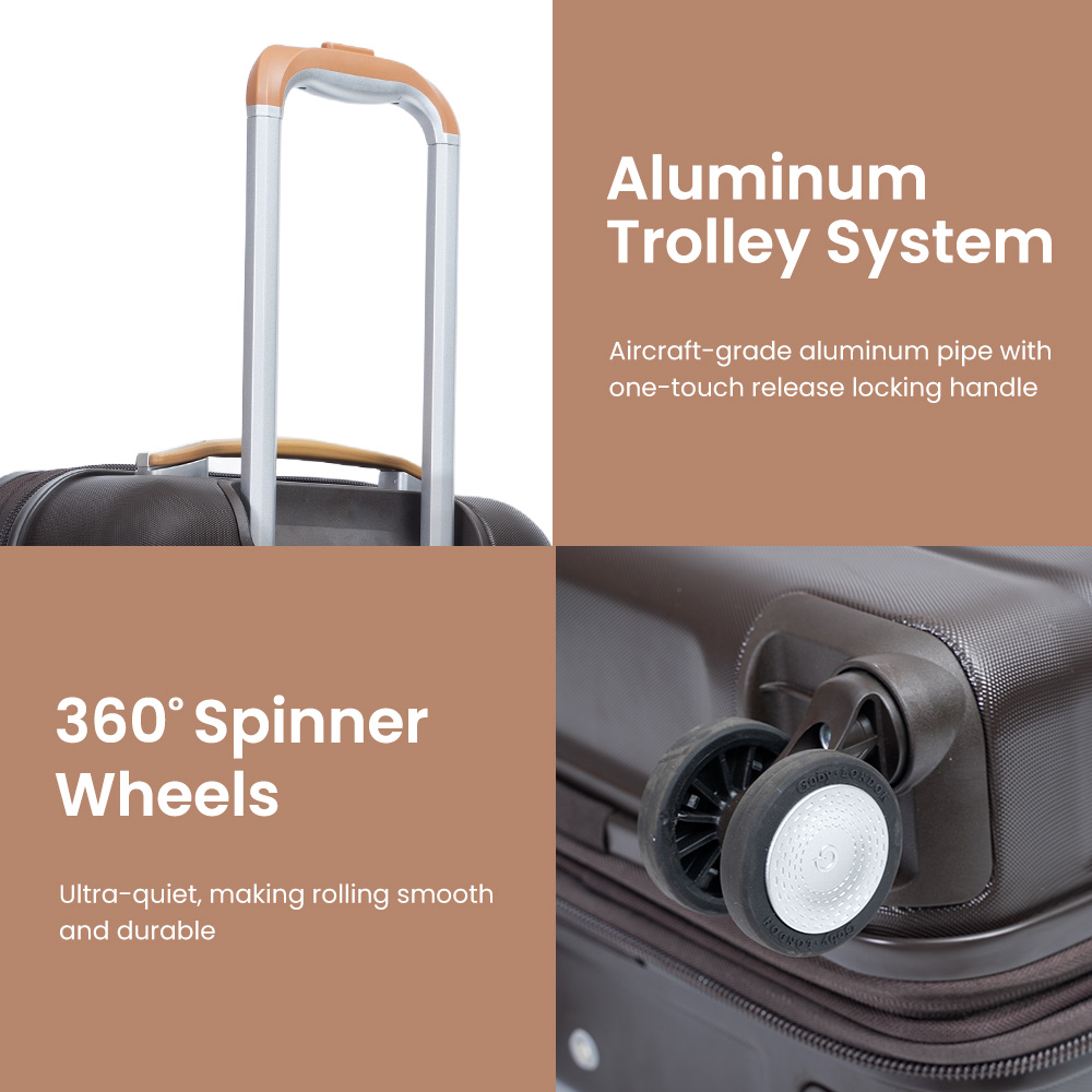 1028 Waterproof Durable ABS Luggage Set Pink Travel Trolley Bags Luggage 3 Pcs Sets Fashionable Hard Side Spinner Suitcase - 图片 6