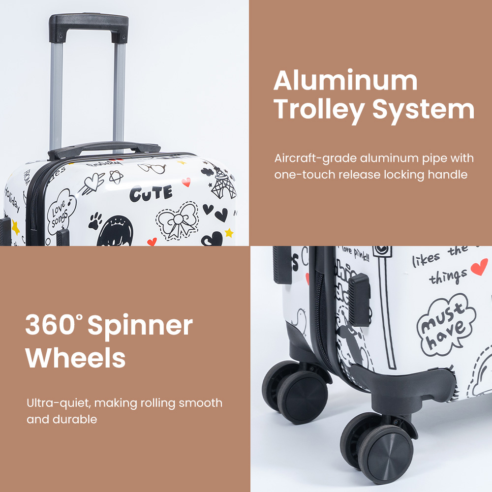 1042 BSCI Manufacturer Customized Logo Pattern Printing Trolley Box Gift Boarding Password Travel Luggage Set 3 20/24/28 Inch - 图片 4