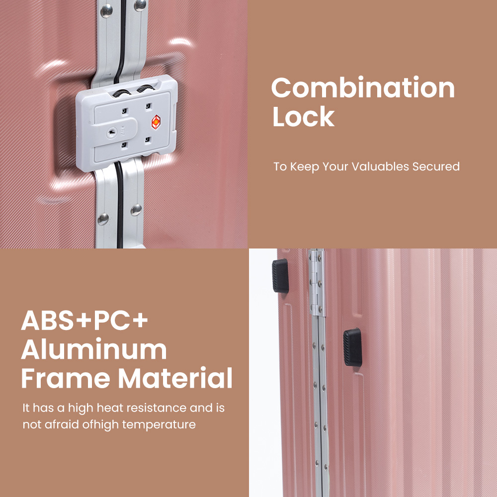 A004 Lightweight Anti-Crack Spinner Luggage Set with 4 Wheels Hard Side Waterproof Trolley Featuring TSA Lock - 图片 5