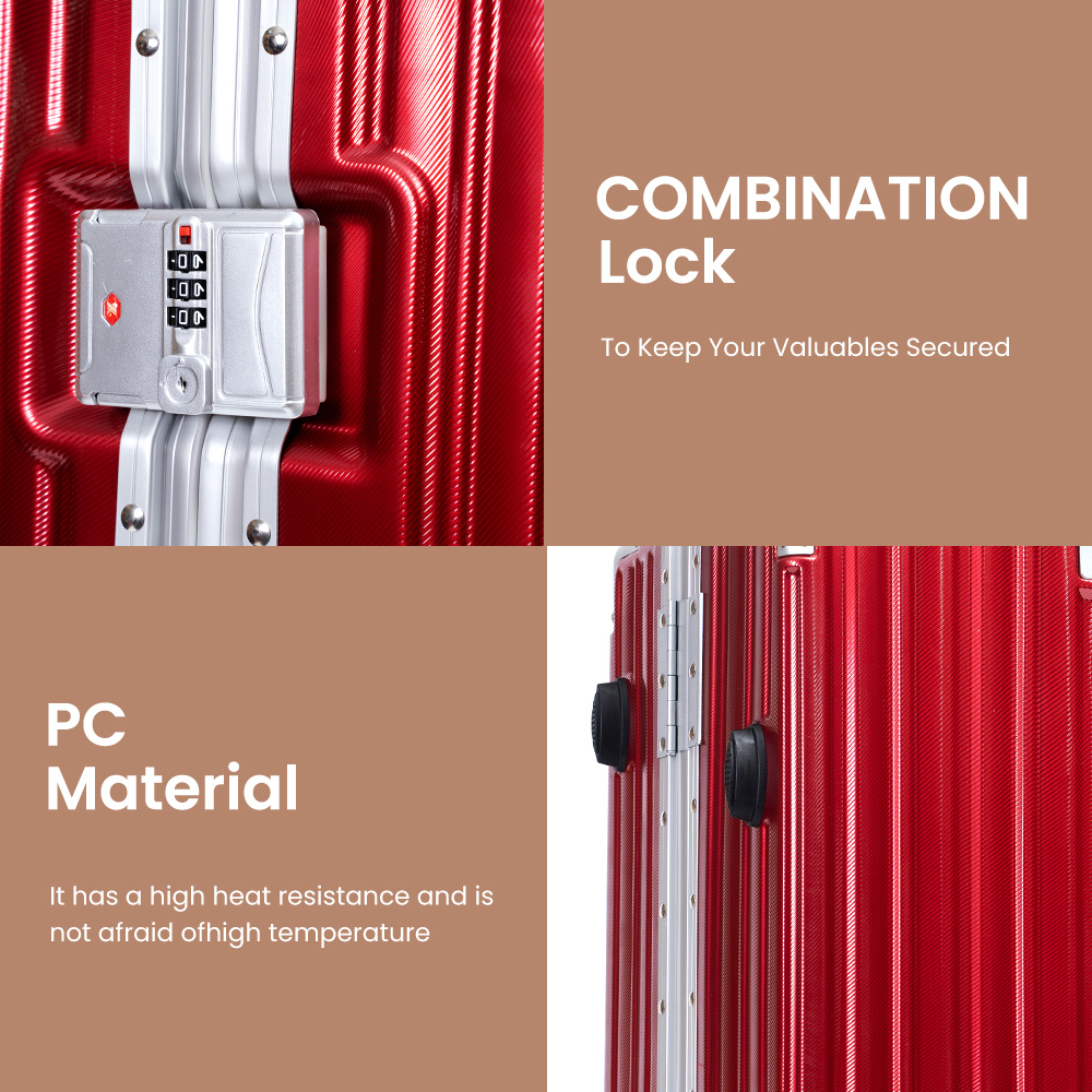 1037 Wholesale Portable Waterproof Drop-proof Vintage Suitcase Bags with Wheels Premium Luggage Sets Red Travel Trolley Spinner Case - 图片 5