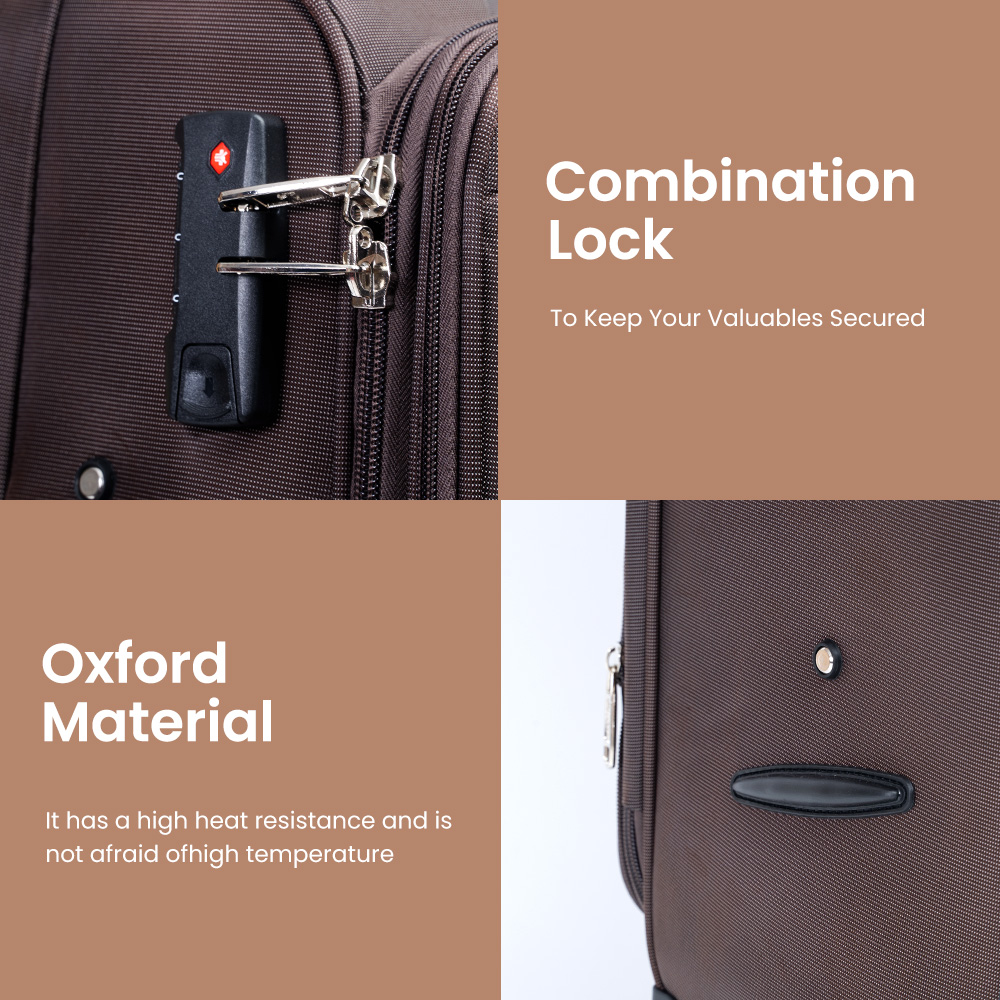 1027 Custom Durable Oxford Luggage Set Unisex Travel Business Carry-on Suitcase Sets 4 Pcs With Combination Lock - 图片 4