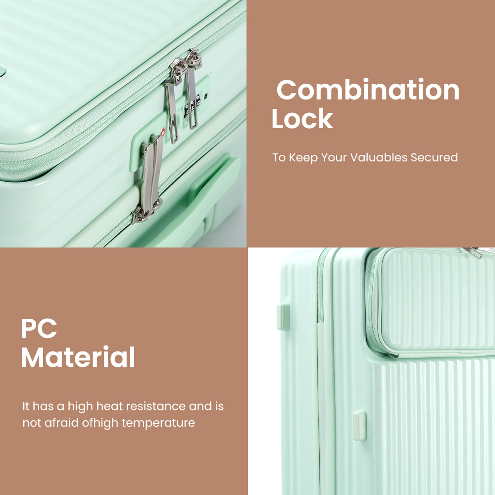 1002 Designer 100%PC Aluminum Boarding Women Girls Travel Suitcase Carry on Luggage Bag with 4 Wheel - 图片 5