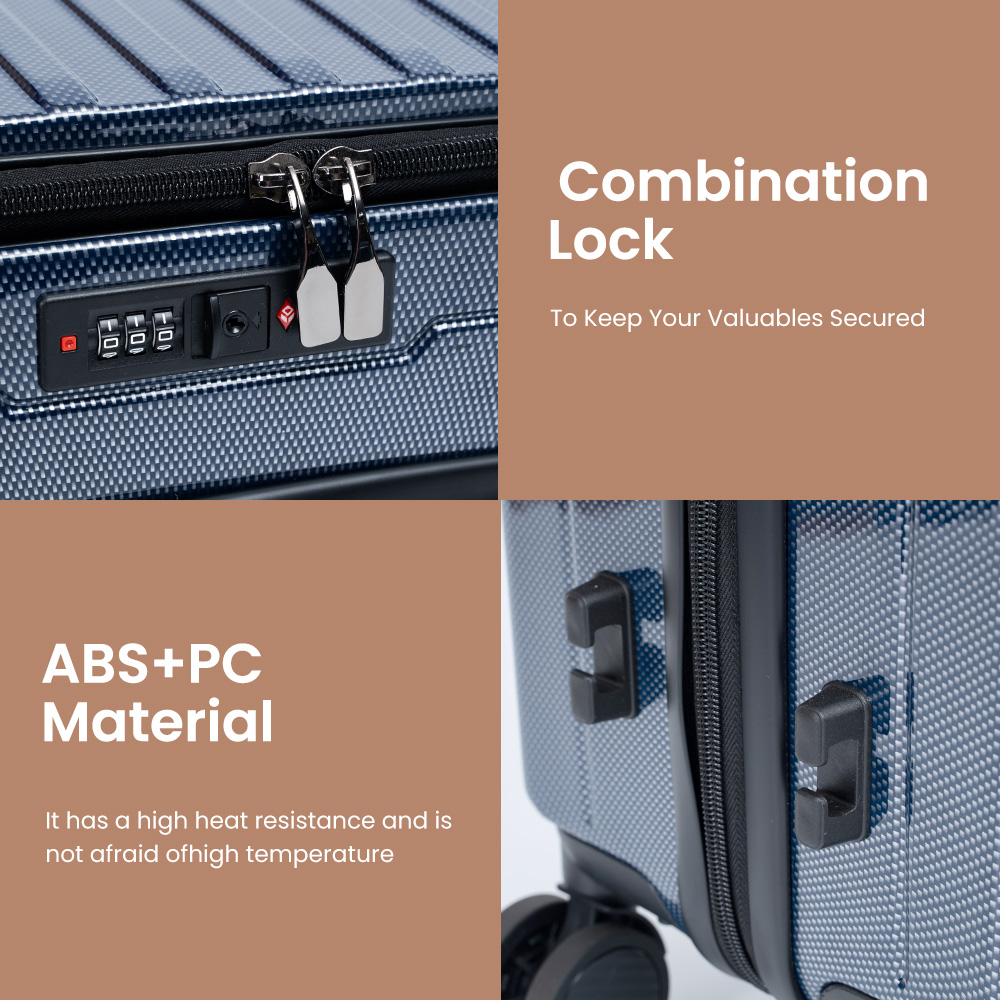 6001 New Designer Trolley Luggage Colorful Printed ABS+PC Suitcase Sets Front Open With Travel Luggage 3 Piece Set - 图片 3