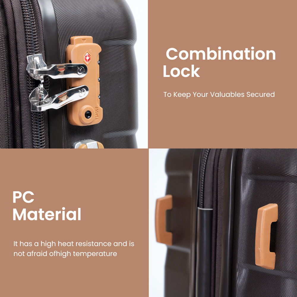 1028 Waterproof Durable ABS Luggage Set Pink Travel Trolley Bags Luggage 3 Pcs Sets Fashionable Hard Side Spinner Suitcase - 图片 5