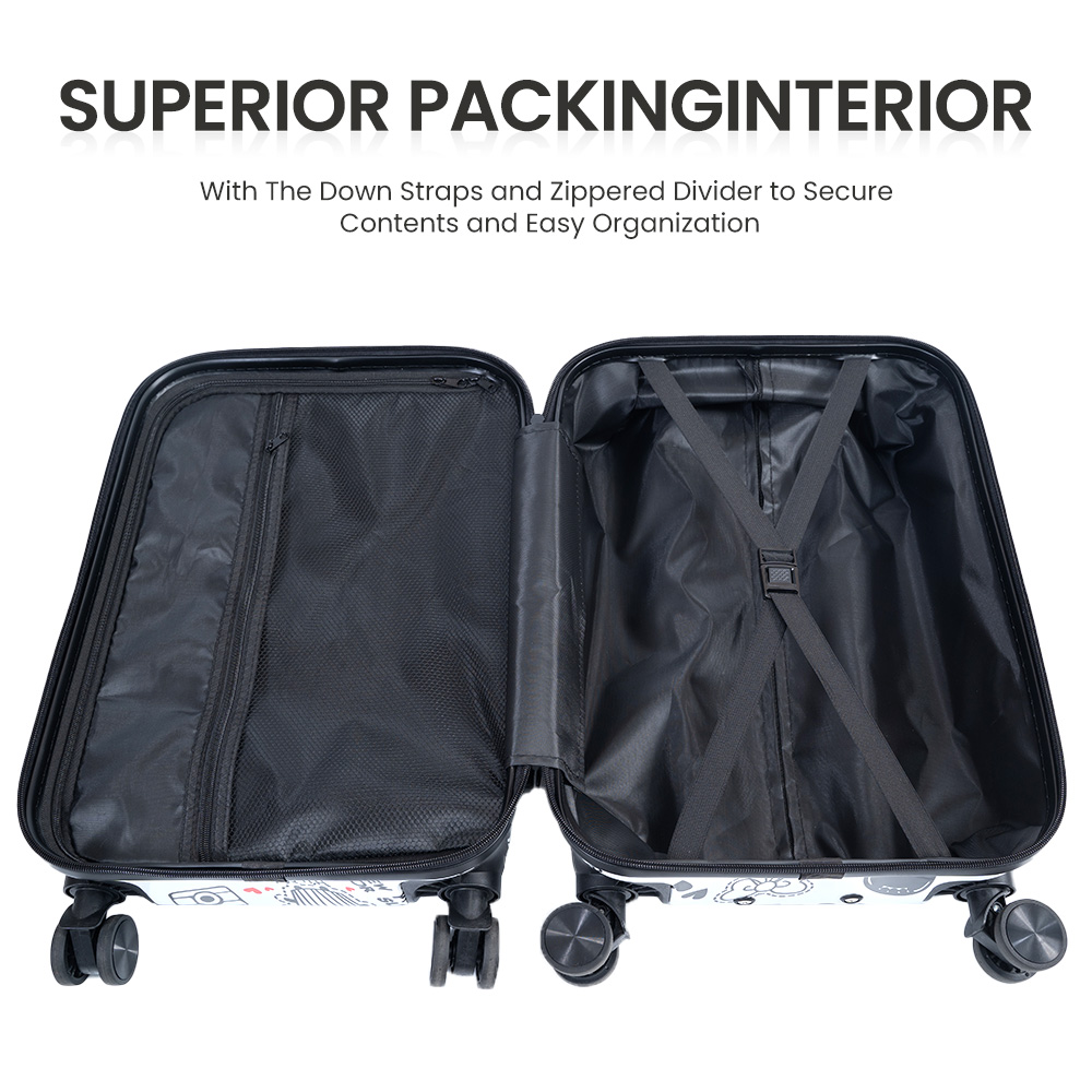 1042 BSCI Manufacturer Customized Logo Pattern Printing Trolley Box Gift Boarding Password Travel Luggage Set 3 20/24/28 Inch - 图片 6