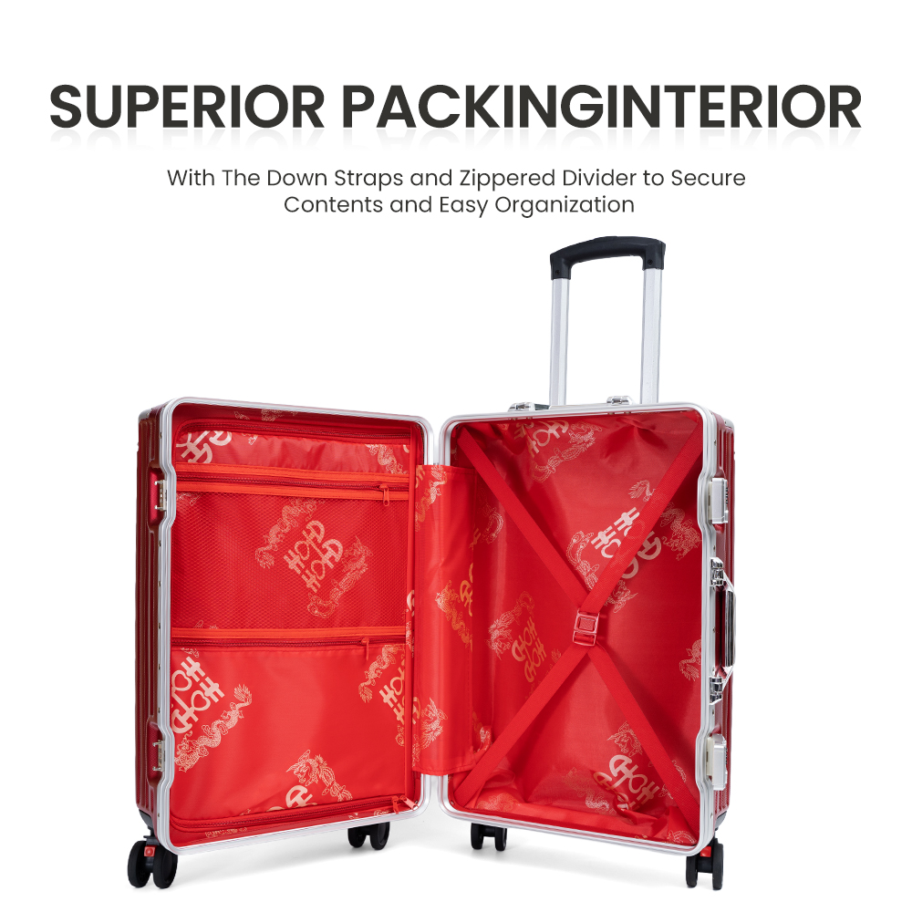 1037 Wholesale Portable Waterproof Drop-proof Vintage Suitcase Bags with Wheels Premium Luggage Sets Red Travel Trolley Spinner Case - 图片 6