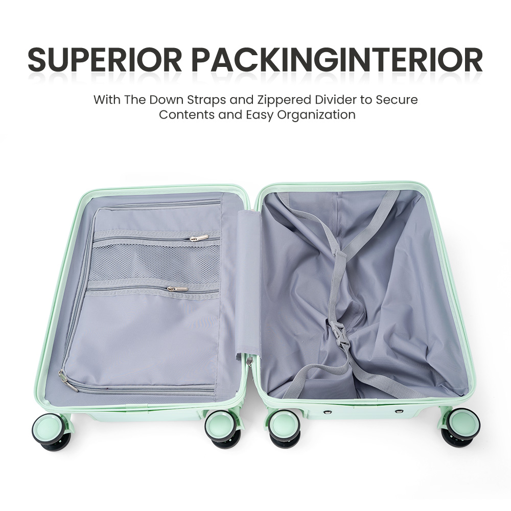 1002 Designer 100%PC Aluminum Boarding Women Girls Travel Suitcase Carry on Luggage Bag with 4 Wheel - 图片 6